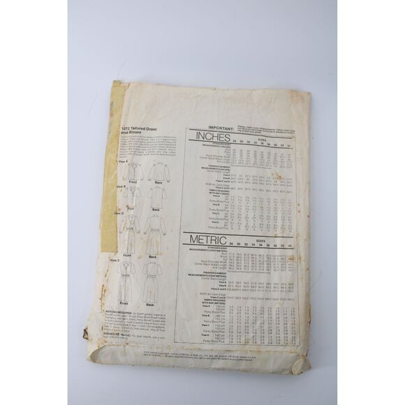 UNCUT Stretch & Sew Pattern 1572 Womens Tailored Dress Blouse Vintage 1979 93738 - Picture 4 of 5